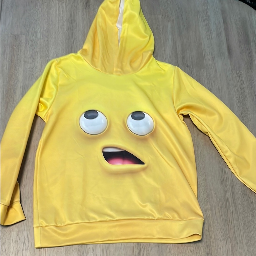 Yellow Kids Hoodie with Fun Face Design